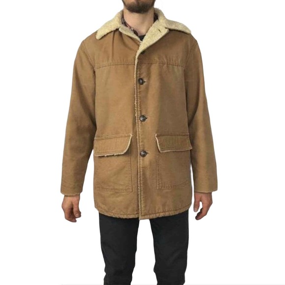 VTG 70s Carhartt Sherpa Canvas Barn Chore Coat 44 - Picture 2 of 8